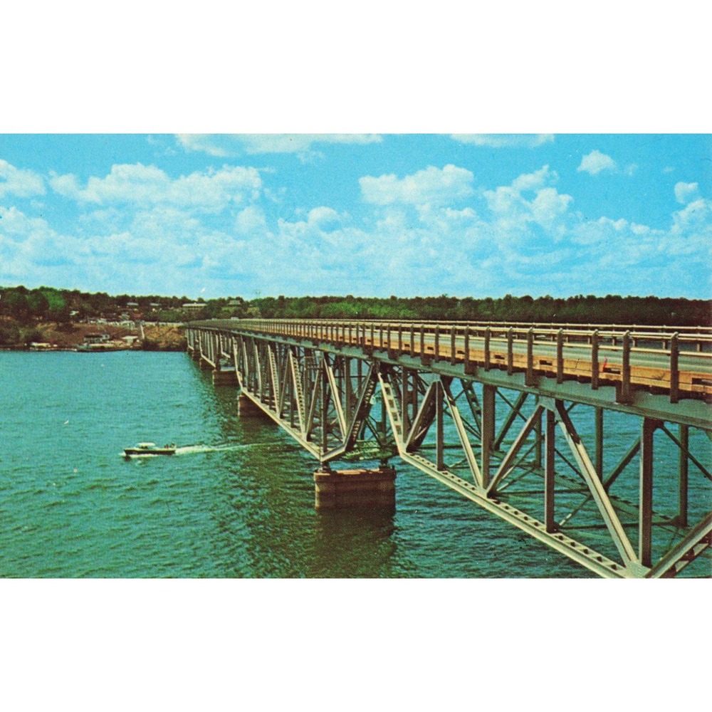 Vintage Upside-Down Bridge Lake of the Ozarks Missouri Chrome Postcard P33176